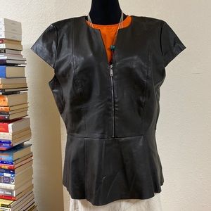 Ellie Tahari LEATHER top L